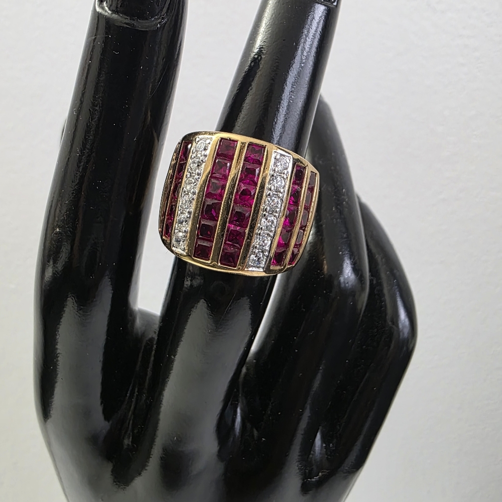 Watch Video / Sterling Silver 925 Ruby Gold Ring